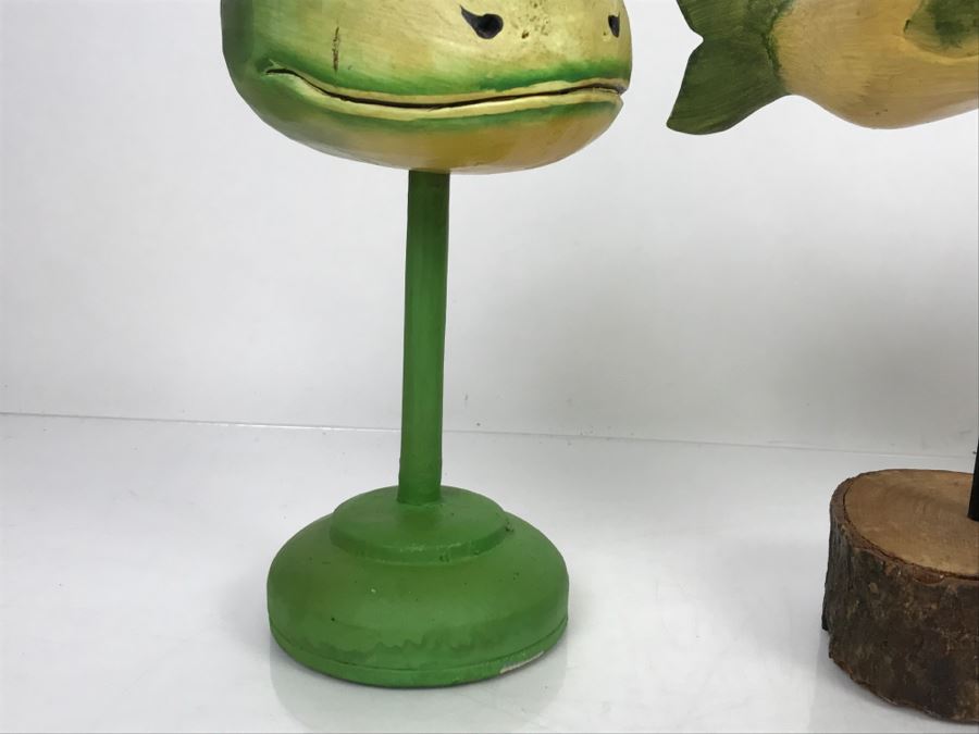 Set Of (3) Indonesian Animal Heads Frog Giraffe Fish [Photo 11]