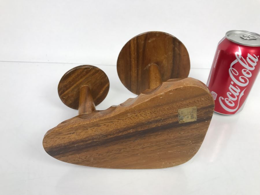 Mid-Century Mushroom Hors D'oeuvres Appetizer Toothpick Server Wood Holder Stand [Photo 12]