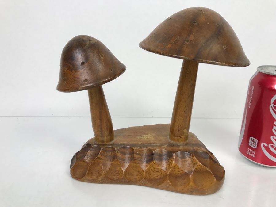 Mid-Century Mushroom Hors D'oeuvres Appetizer Toothpick Server Wood Holder Stand [Photo 8]