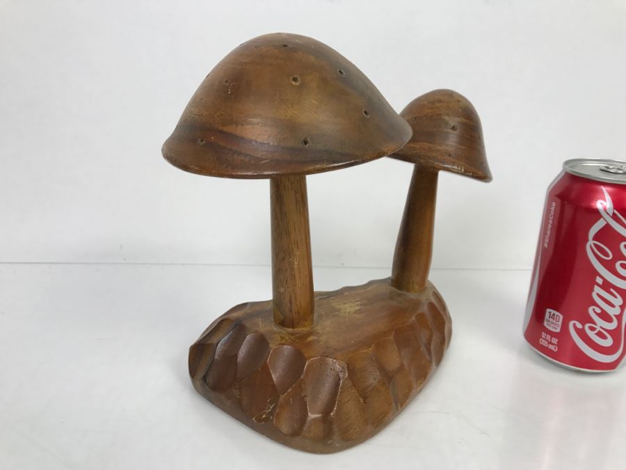 Mid-Century Mushroom Hors D'oeuvres Appetizer Toothpick Server Wood Holder Stand [Photo 6]