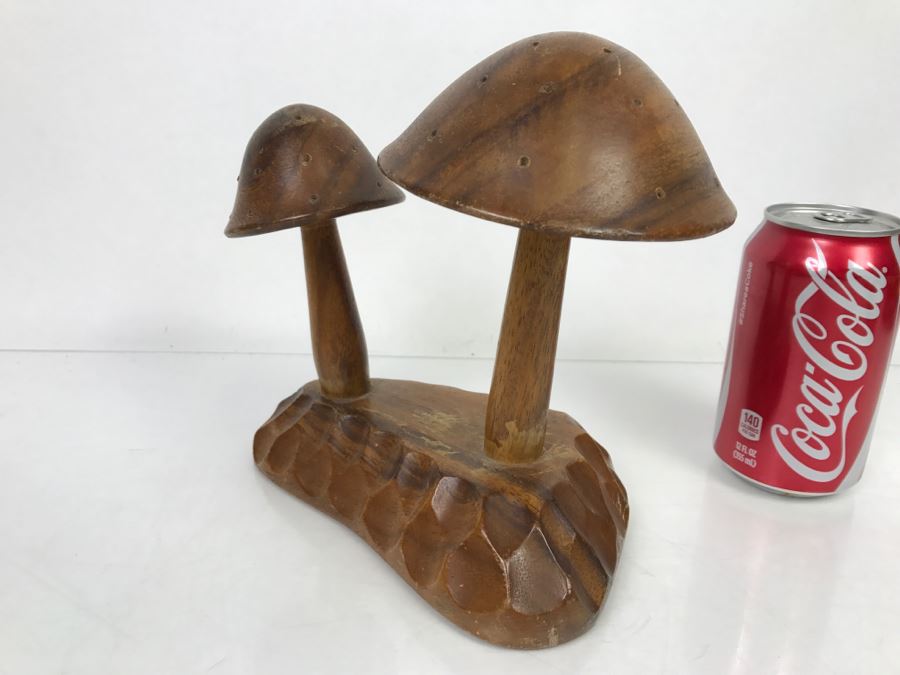 Mid-Century Mushroom Hors D'oeuvres Appetizer Toothpick Server Wood Holder Stand [Photo 7]