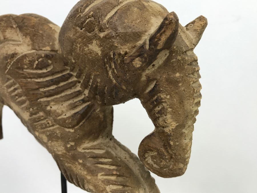 Wooden Carving Of Hybrid Horse Fish Seahorse Sculpture On Display Stand [Photo 15]