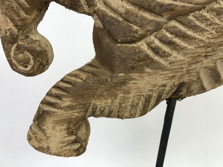 Wooden Carving Of Hybrid Horse Fish Seahorse Sculpture On Display Stand [Photo 7]
