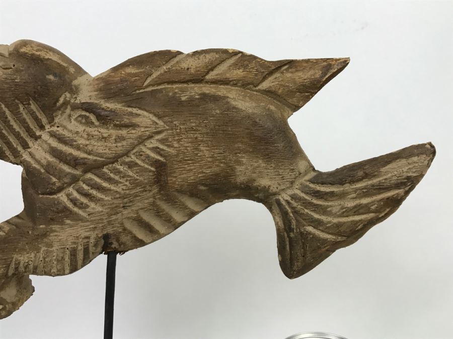Wooden Carving Of Hybrid Horse Fish Seahorse Sculpture On Display Stand [Photo 5]