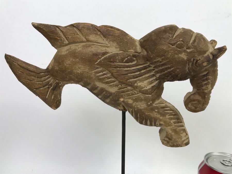 Wooden Carving Of Hybrid Horse Fish Seahorse Sculpture On Display Stand [Photo 18]