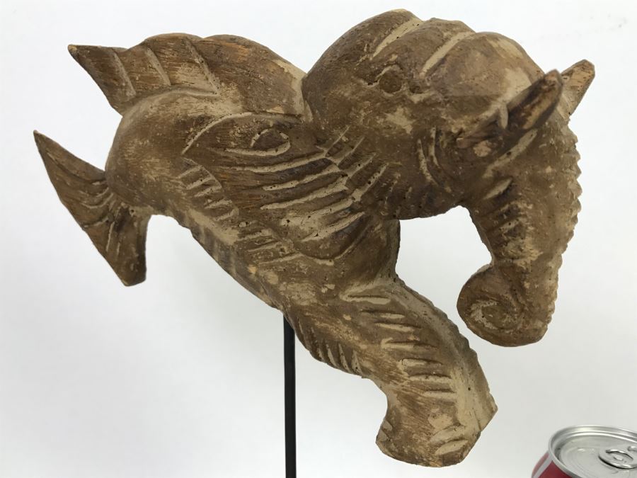 Wooden Carving Of Hybrid Horse Fish Seahorse Sculpture On Display Stand [Photo 13]