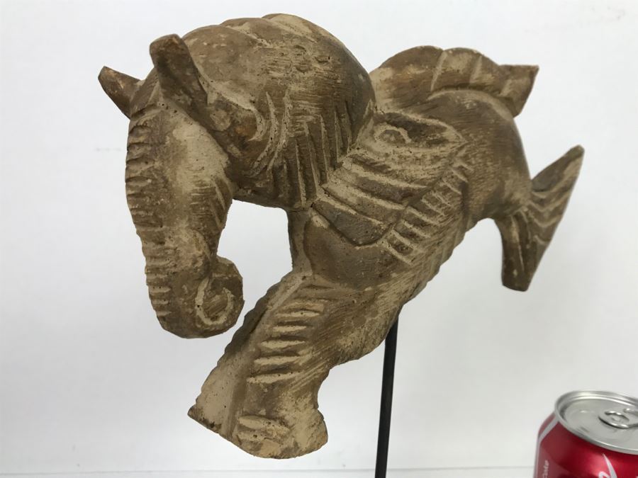 Wooden Carving Of Hybrid Horse Fish Seahorse Sculpture On Display Stand [Photo 10]