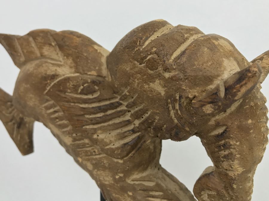 Wooden Carving Of Hybrid Horse Fish Seahorse Sculpture On Display Stand [Photo 16]