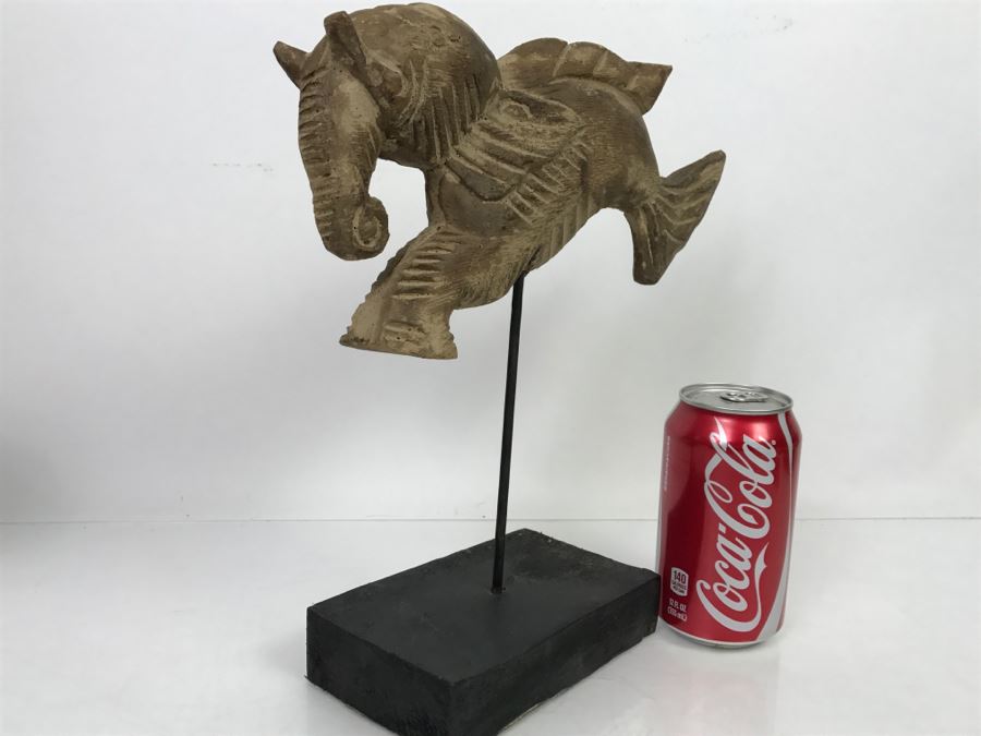 Wooden Carving Of Hybrid Horse Fish Seahorse Sculpture On Display Stand [Photo 9]