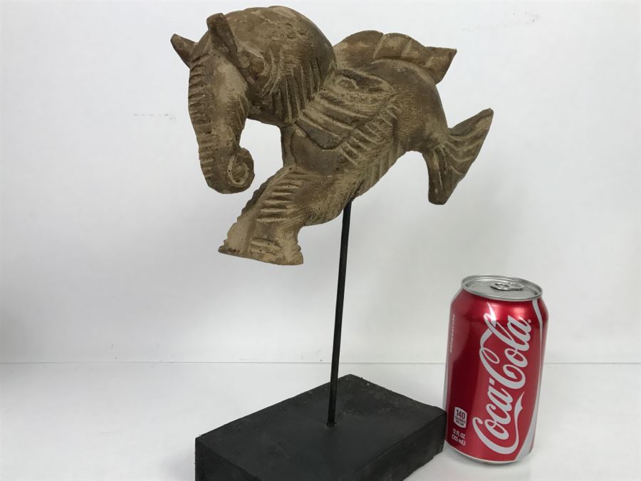 Wooden Carving Of Hybrid Horse Fish Seahorse Sculpture On Display Stand [Photo 8]