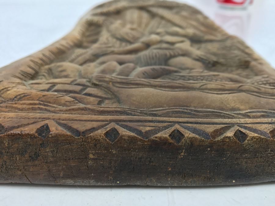 Vintage Wood Carving Depicting Woman By Boat [Photo 14]