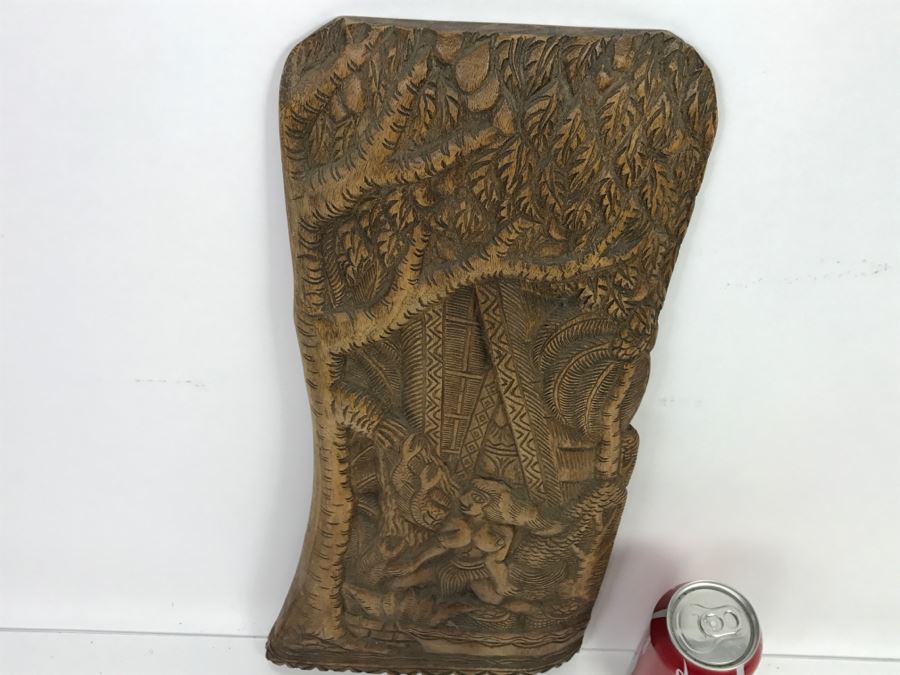 Vintage Wood Carving Depicting Woman By Boat [Photo 12]