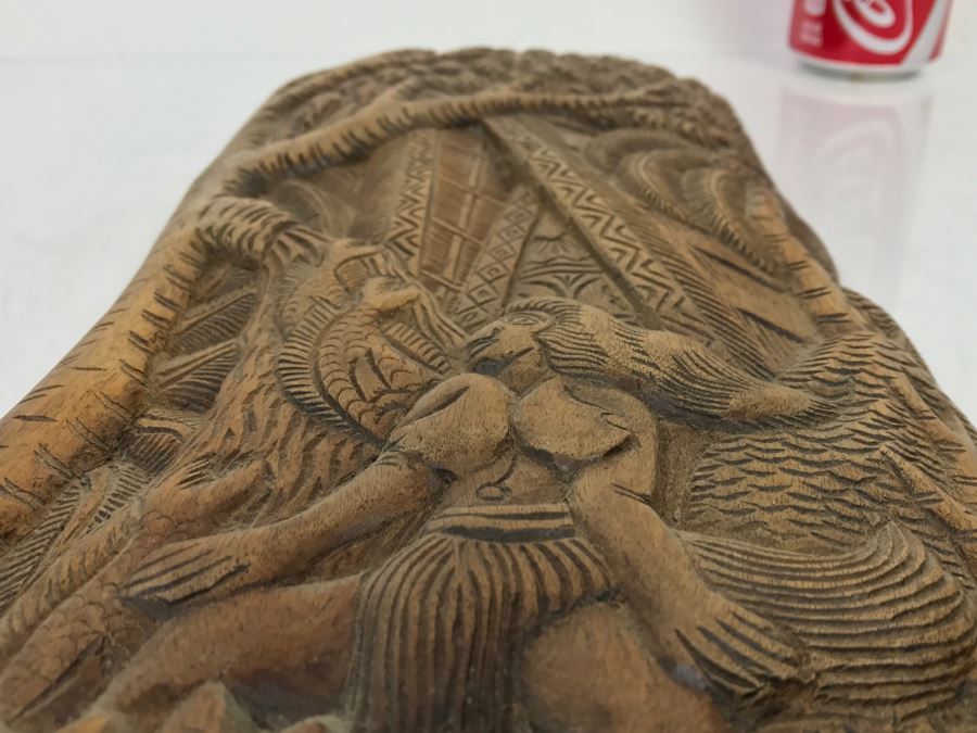 Vintage Wood Carving Depicting Woman By Boat [Photo 16]