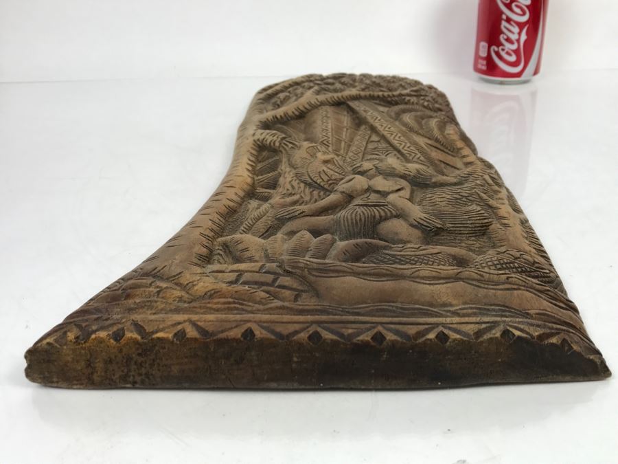 Vintage Wood Carving Depicting Woman By Boat [Photo 13]