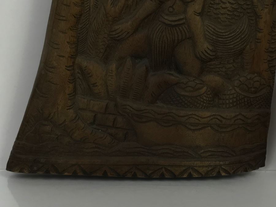 Vintage Wood Carving Depicting Woman By Boat [Photo 11]