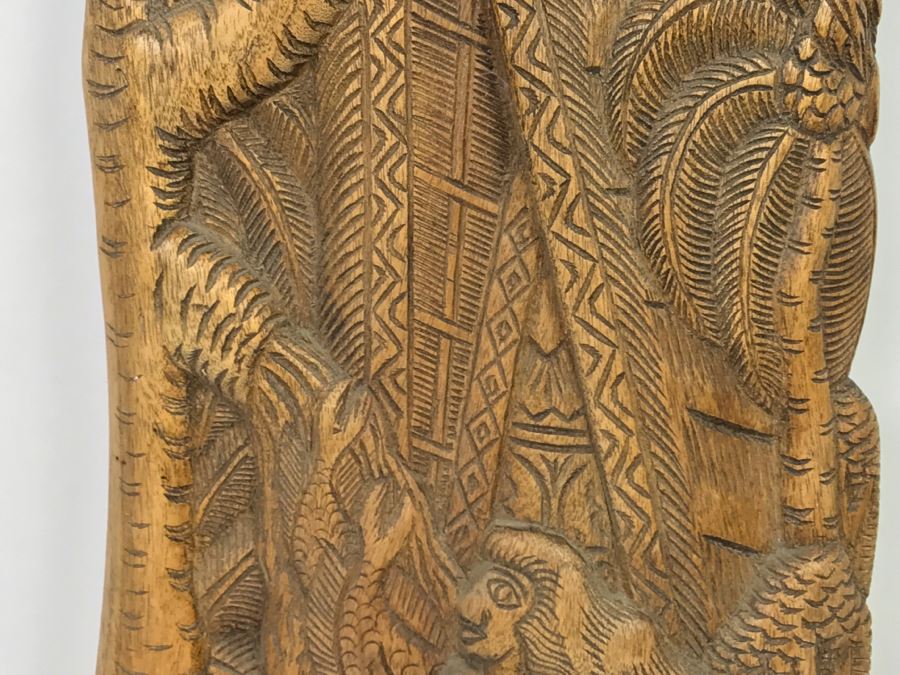 Vintage Wood Carving Depicting Woman By Boat [Photo 3]