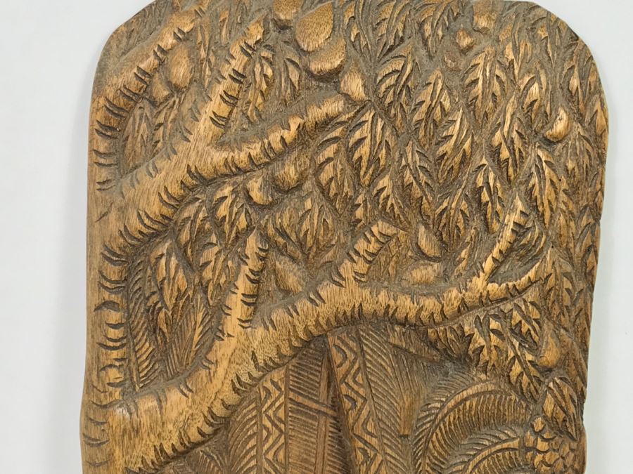 Vintage Wood Carving Depicting Woman By Boat [Photo 8]