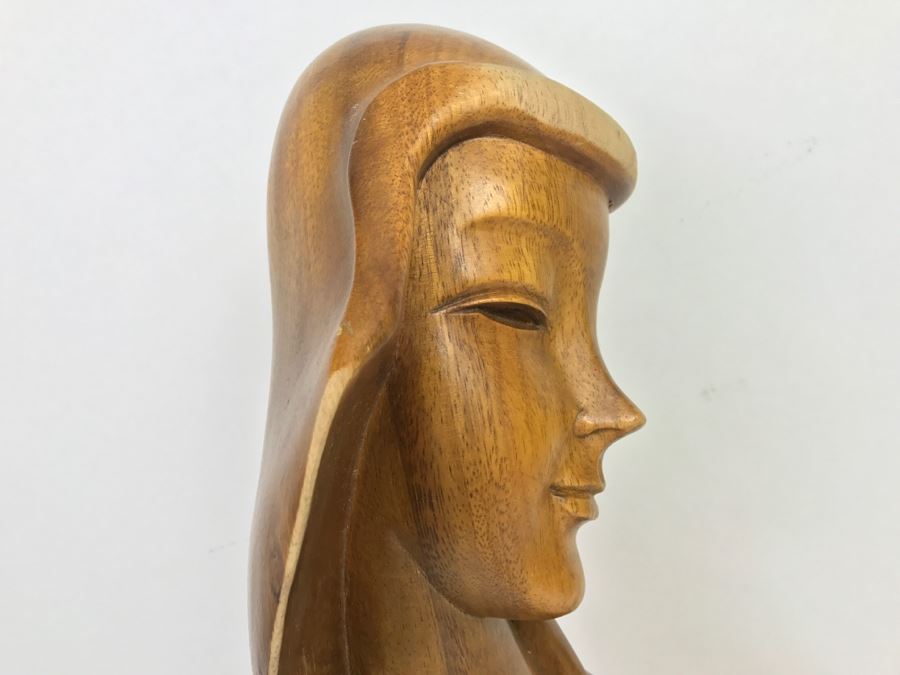 Large Hand Carved Wooden Female Bust Sculpture [Photo 13]
