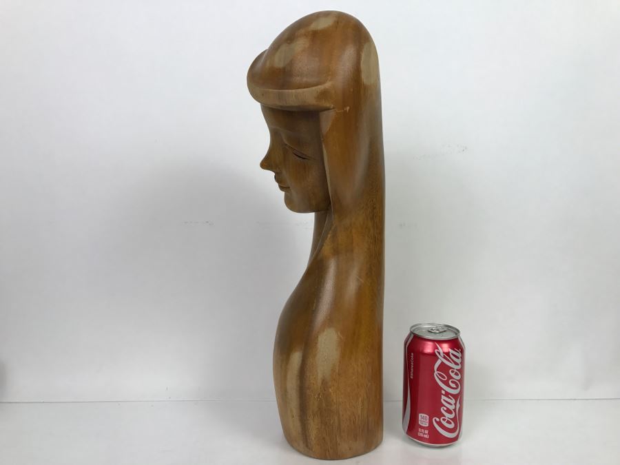 Large Hand Carved Wooden Female Bust Sculpture [Photo 19]