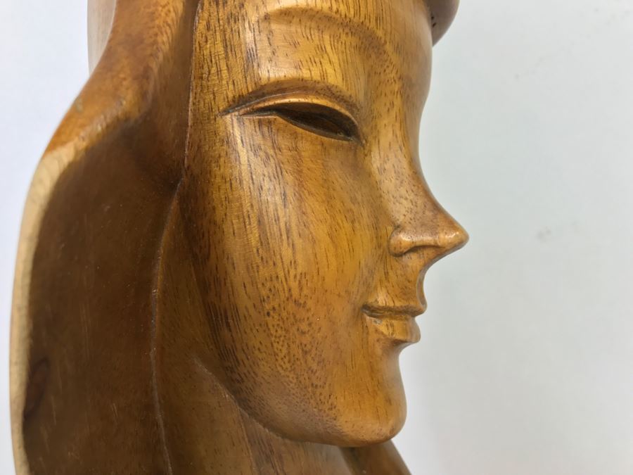 Large Hand Carved Wooden Female Bust Sculpture [Photo 14]