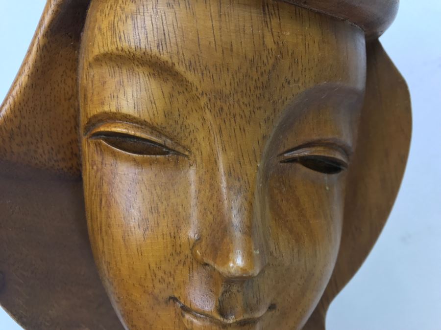 Large Hand Carved Wooden Female Bust Sculpture [Photo 10]
