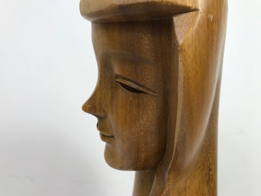Large Hand Carved Wooden Female Bust Sculpture [Photo 21]