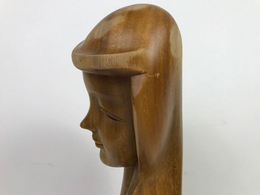 Large Hand Carved Wooden Female Bust Sculpture [Photo 20]