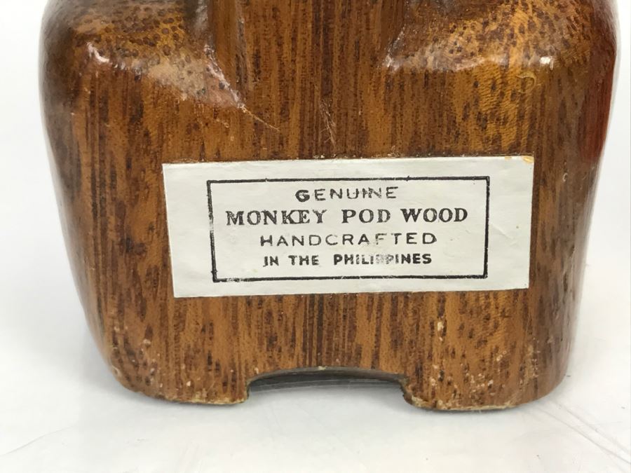 Hand Carved Monkey Pod Wood Cat Sculpture Philippines [Photo 9]