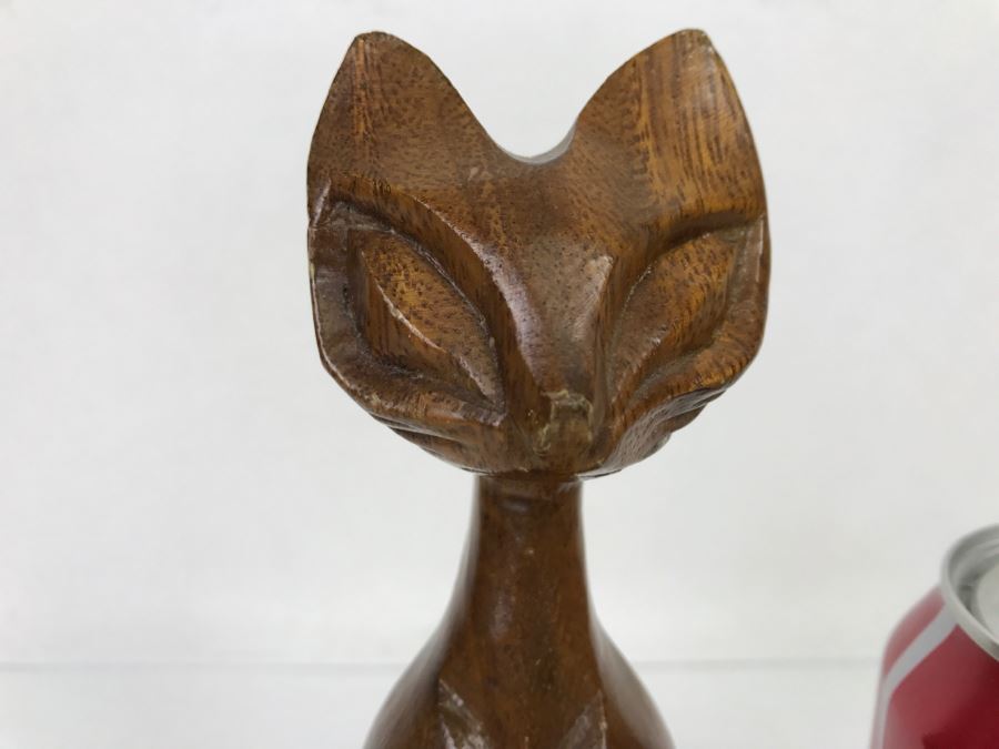 Hand Carved Monkey Pod Wood Cat Sculpture Philippines [Photo 4]