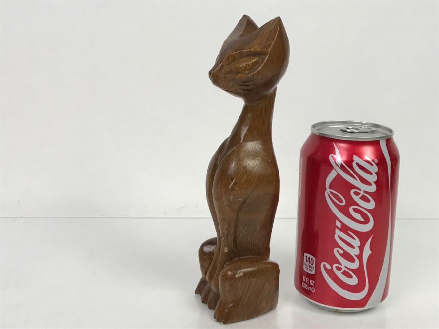 Hand Carved Monkey Pod Wood Cat Sculpture Philippines [Photo 10]