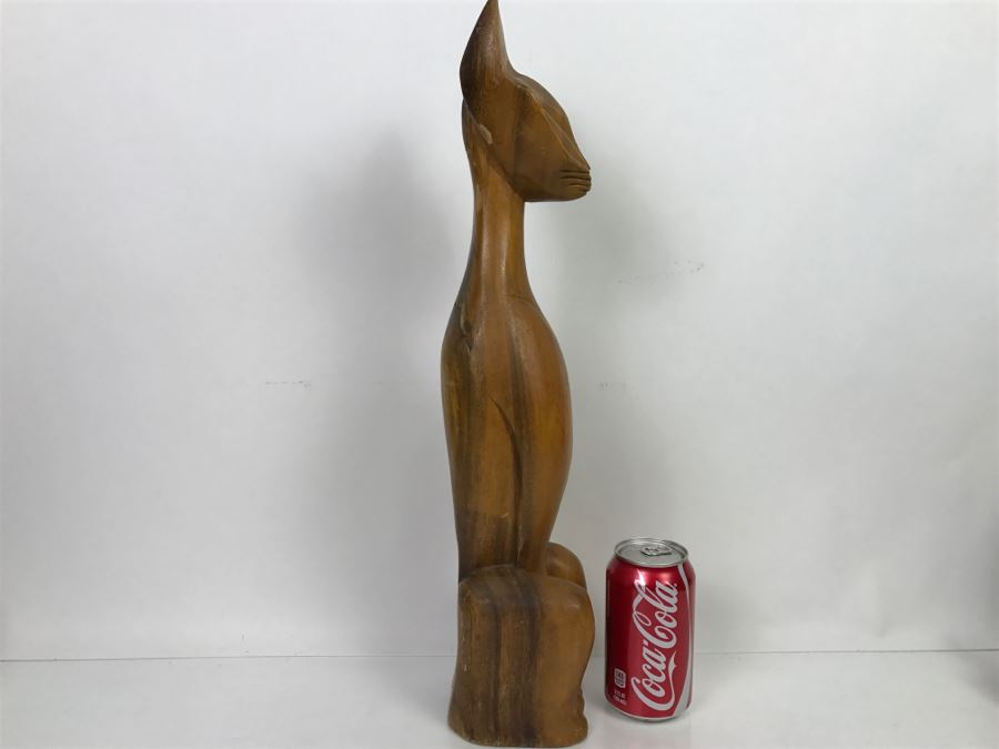 Large Hand Carved Cat Sculpture [Photo 8]