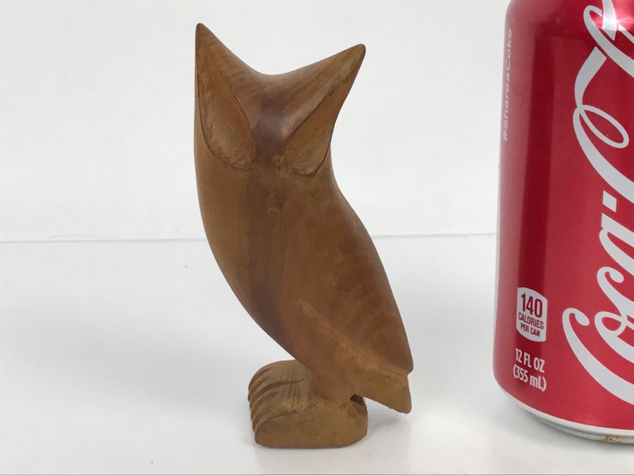 Mid-Century Carved Wooden Owl Sculpture [Photo 1]