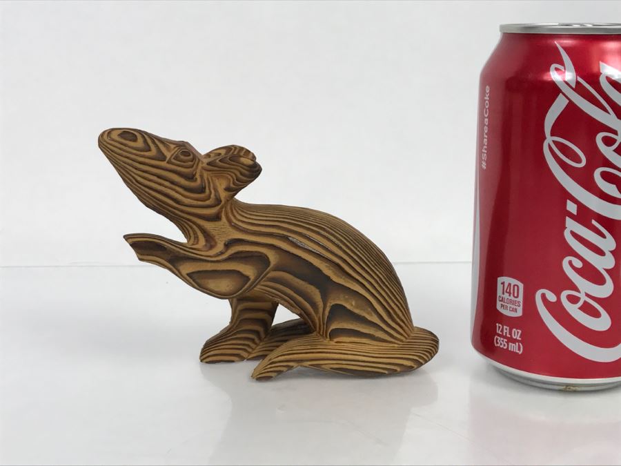 Hand Carved Wooden Sculpture Of Rat Mouse Made In Japan [Photo 2]