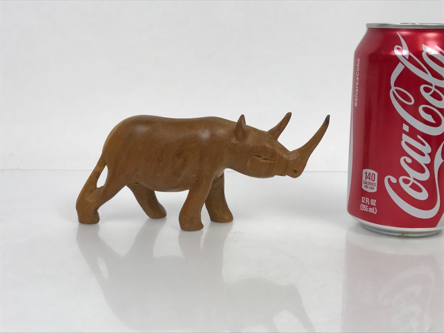 Vintage Wooden Rhinoceros Animal Carving [Photo 1]