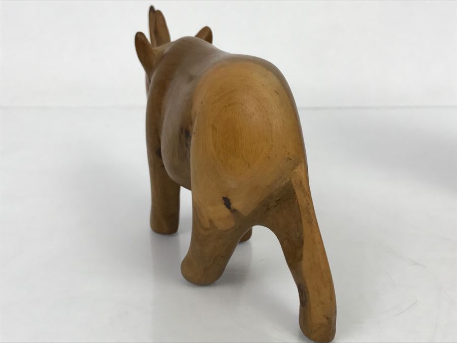 Vintage Wooden Rhinoceros Animal Carving [Photo 8]