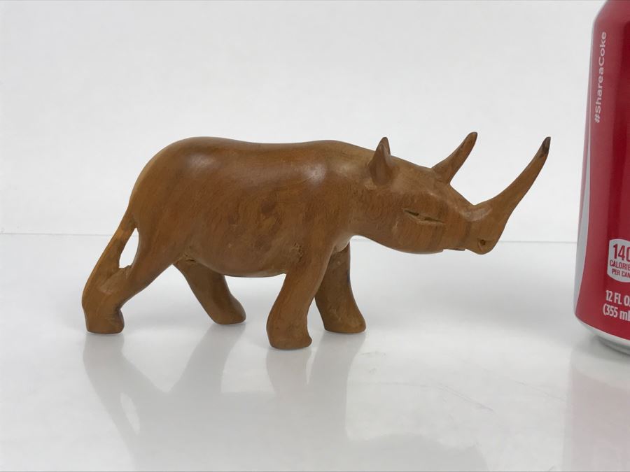 Vintage Wooden Rhinoceros Animal Carving [Photo 2]