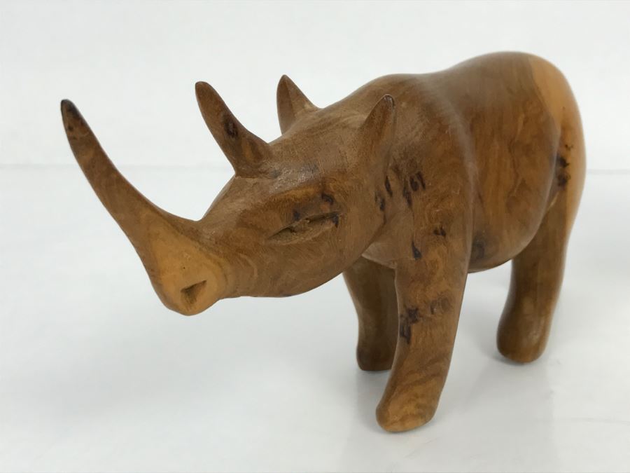 Vintage Wooden Rhinoceros Animal Carving [Photo 5]