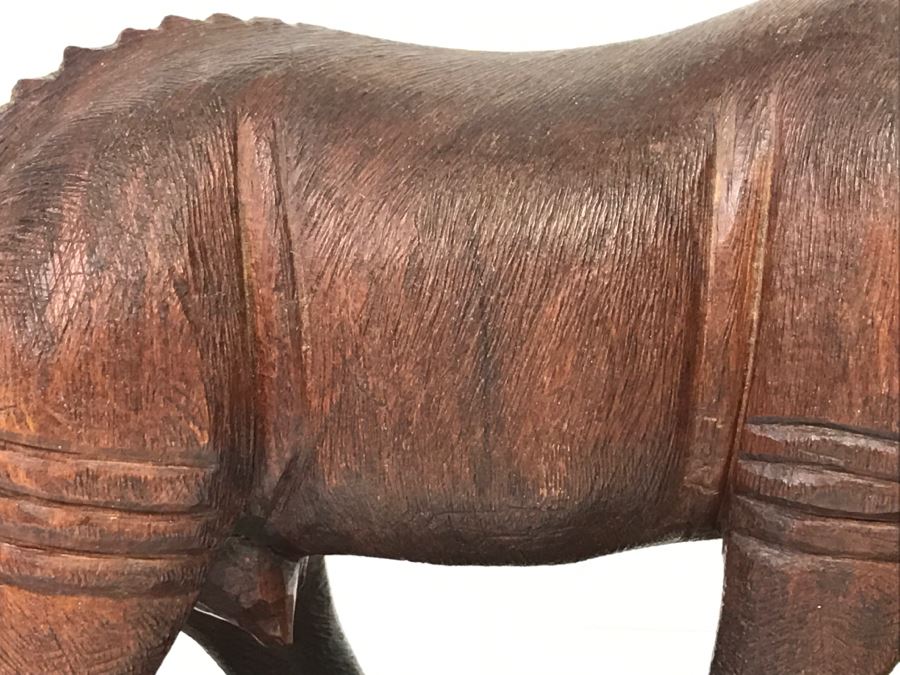 Stunning Large Well Executed Wooden Carving Of Rhinoceros With Cub Hand Carved In Kenya Africa Must See In Person See All Photos [Photo 10]