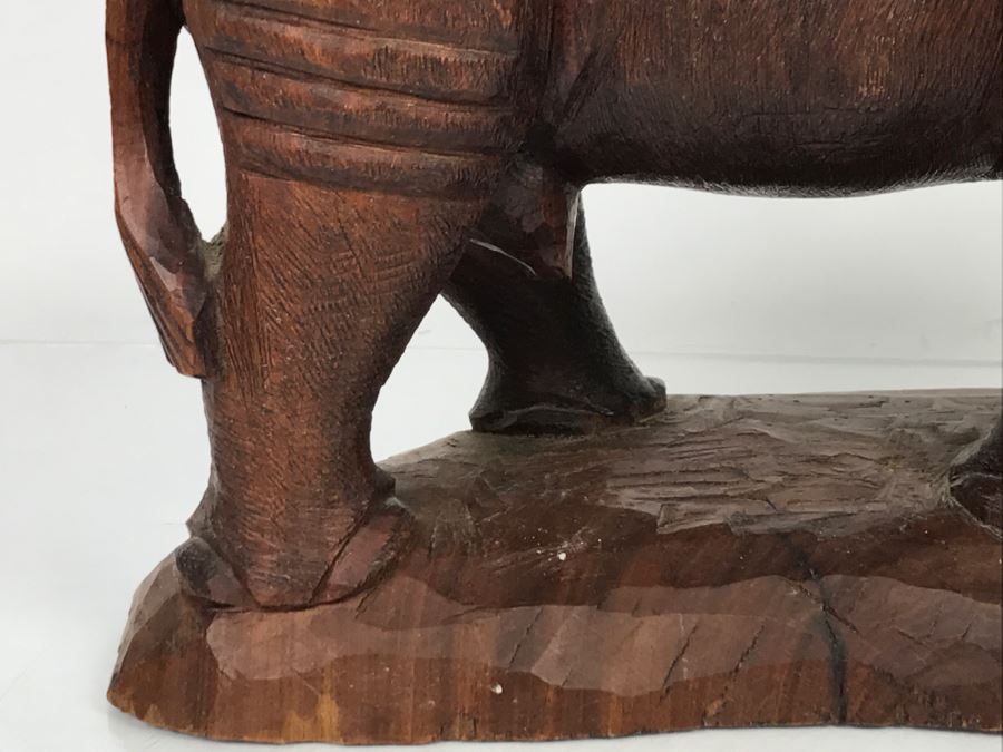 Stunning Large Well Executed Wooden Carving Of Rhinoceros With Cub Hand Carved In Kenya Africa Must See In Person See All Photos [Photo 12]
