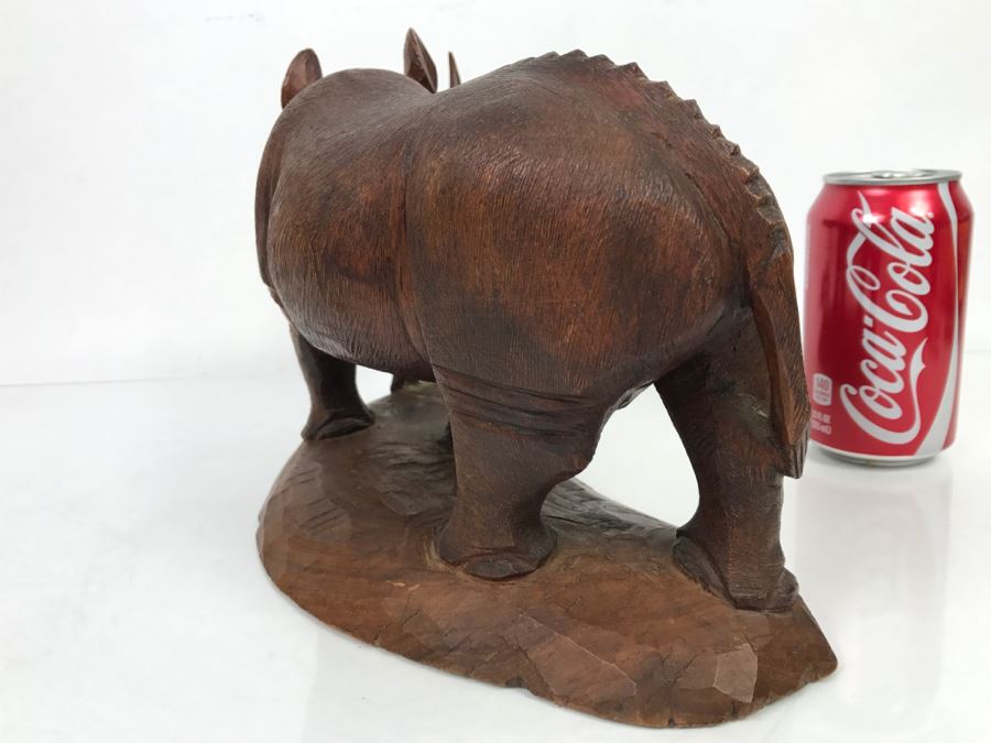 Stunning Large Well Executed Wooden Carving Of Rhinoceros With Cub Hand Carved In Kenya Africa Must See In Person See All Photos [Photo 26]