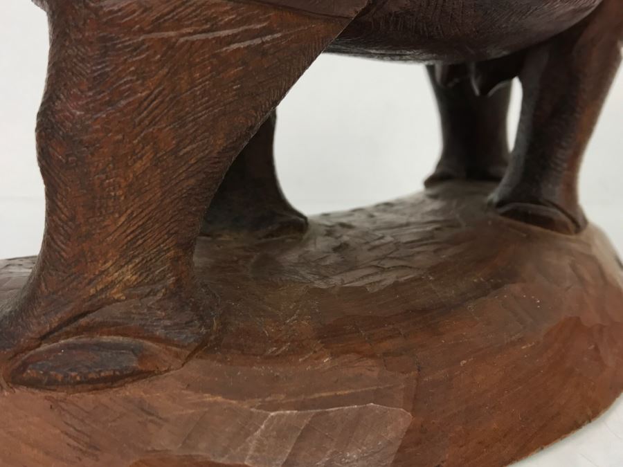 Stunning Large Well Executed Wooden Carving Of Rhinoceros With Cub Hand Carved In Kenya Africa Must See In Person See All Photos [Photo 23]
