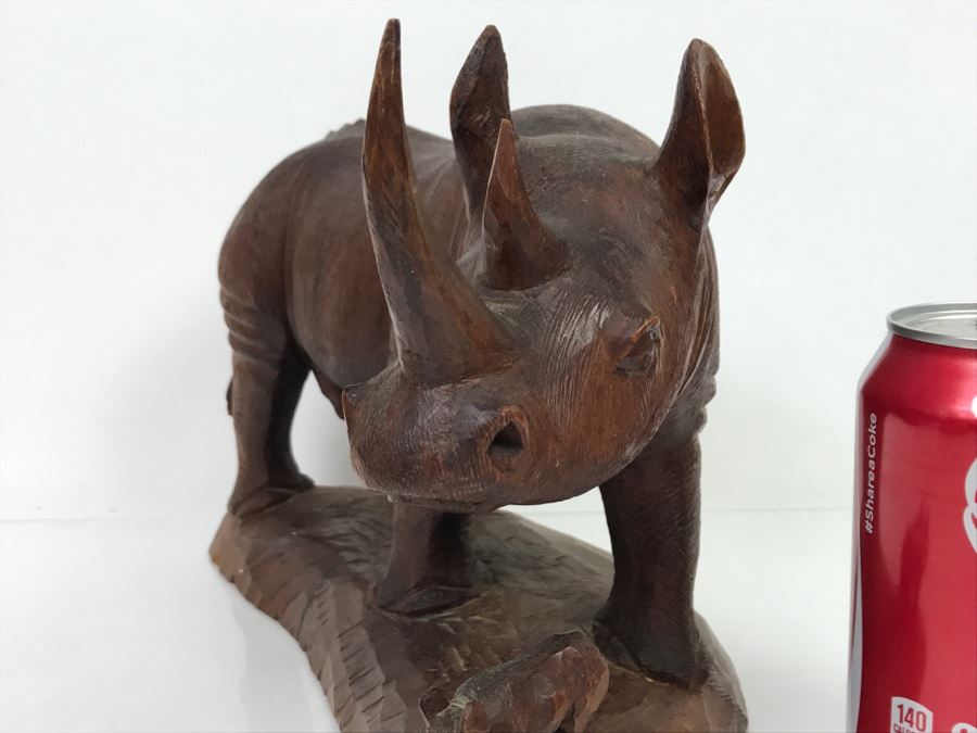 Stunning Large Well Executed Wooden Carving Of Rhinoceros With Cub Hand Carved In Kenya Africa Must See In Person See All Photos [Photo 15]