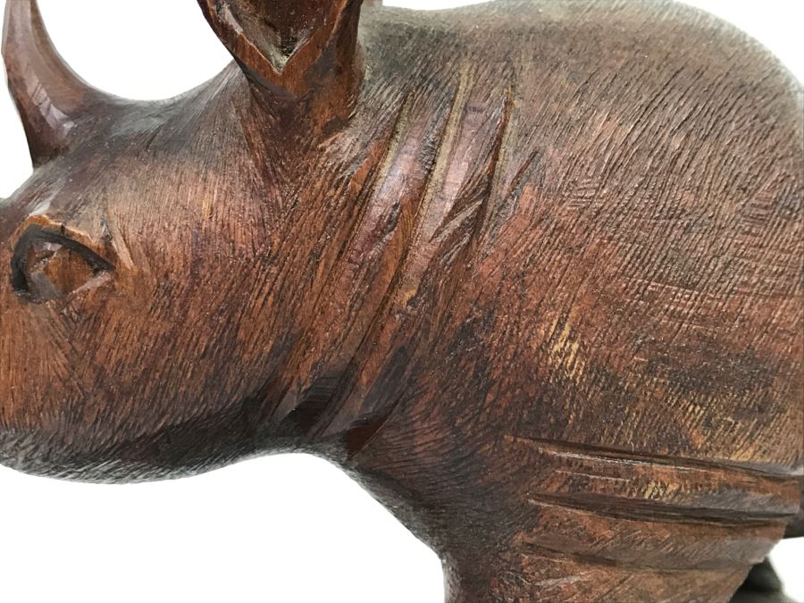 Stunning Large Well Executed Wooden Carving Of Rhinoceros With Cub Hand Carved In Kenya Africa Must See In Person See All Photos [Photo 20]