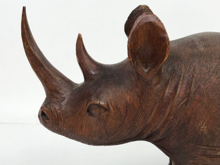 Stunning Large Well Executed Wooden Carving Of Rhinoceros With Cub Hand Carved In Kenya Africa Must See In Person See All Photos [Photo 19]