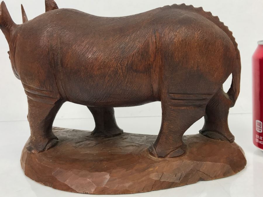 Stunning Large Well Executed Wooden Carving Of Rhinoceros With Cub Hand Carved In Kenya Africa Must See In Person See All Photos [Photo 25]