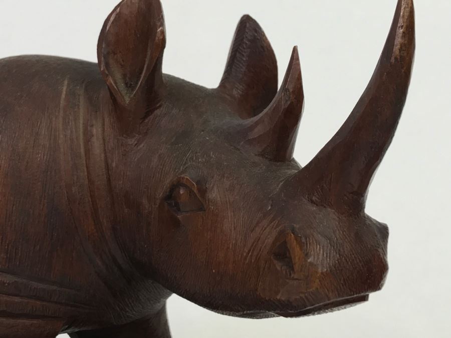Stunning Large Well Executed Wooden Carving Of Rhinoceros With Cub Hand Carved In Kenya Africa Must See In Person See All Photos [Photo 6]