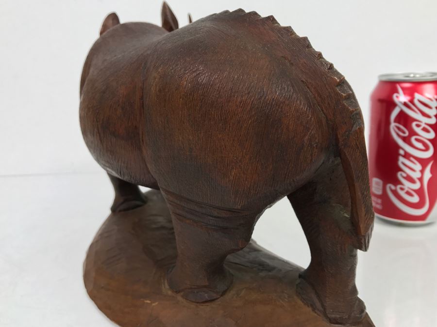 Stunning Large Well Executed Wooden Carving Of Rhinoceros With Cub Hand Carved In Kenya Africa Must See In Person See All Photos [Photo 27]