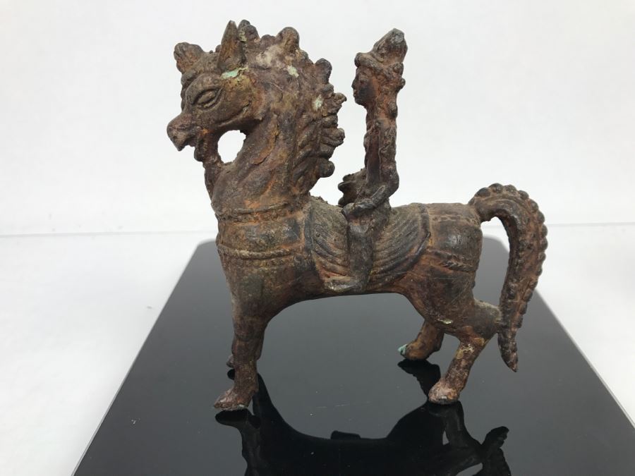 Old Eastern Metal Horse With Rider Sculpture 463g [Photo 53]