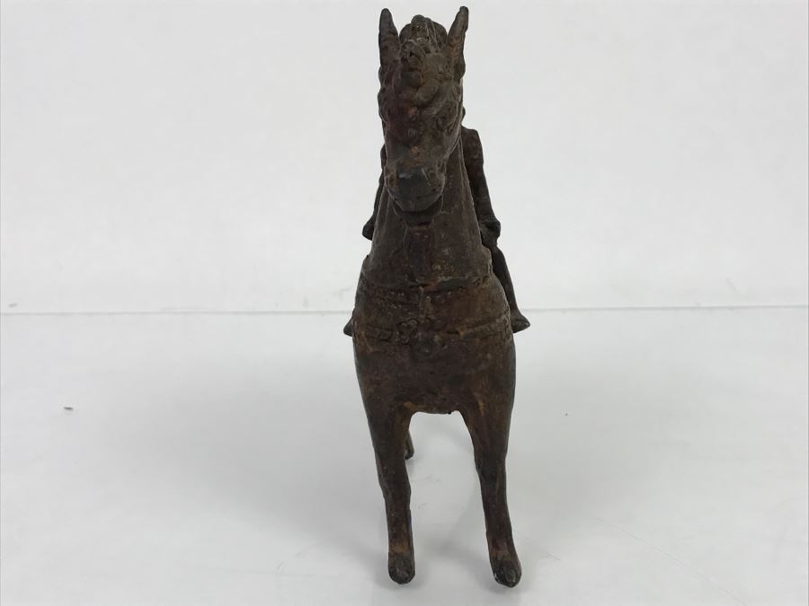 Old Eastern Metal Horse With Rider Sculpture 463g [Photo 13]