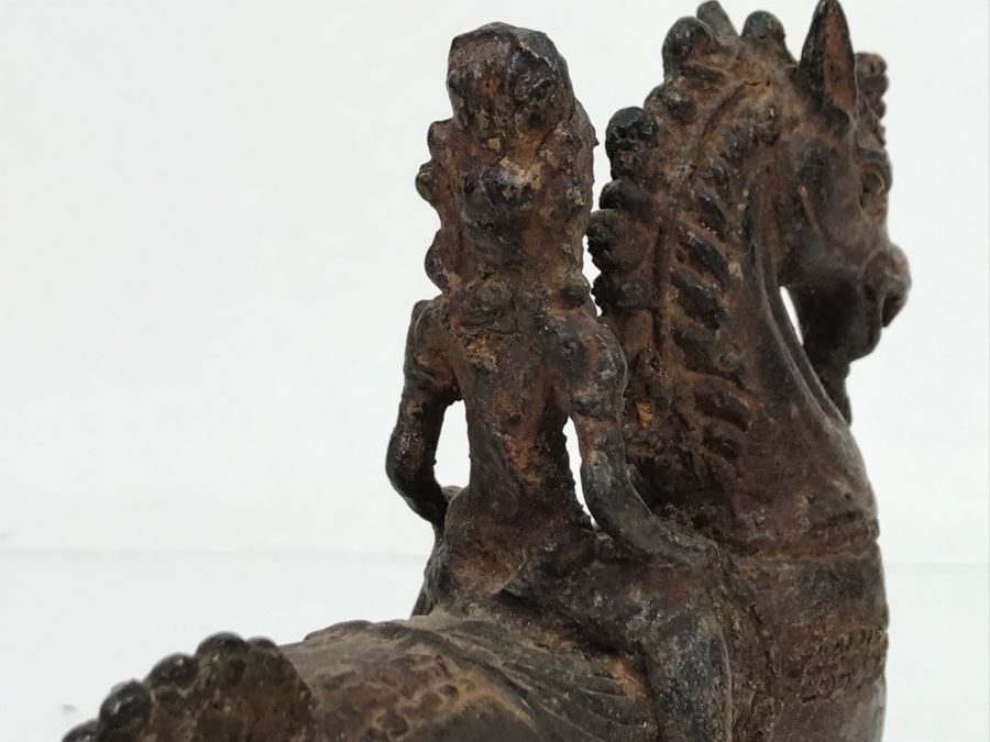 Old Eastern Metal Horse With Rider Sculpture 463g [Photo 45]